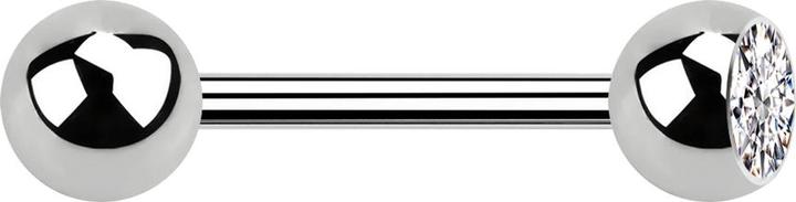 Star Piercing Barbell Innengewinde silber mit Kugel und Kugel Kristall silber (Chirurgenstahl 316L)