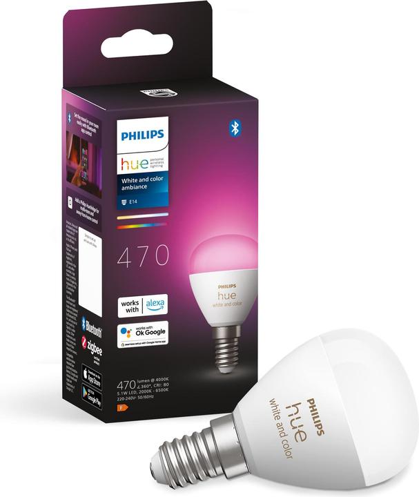 Produktbild Philips Hue White & Color Ambiance Luster (E14, 18360000 W, 470 lm, 1 x, F)