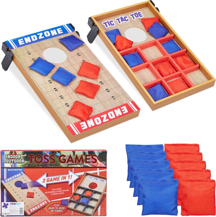 Relaxdays 2 in 1 Cornhole & Tic Tac Toe Game