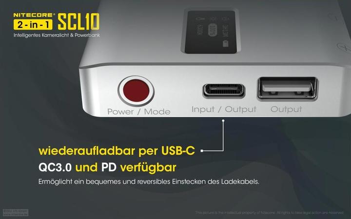 Actual product image Nitecore SCL10 Kameralicht