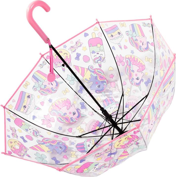 Actual product image Alopini Colourful princess umbrella with pocket edge cute transparent plastic printed unicorn