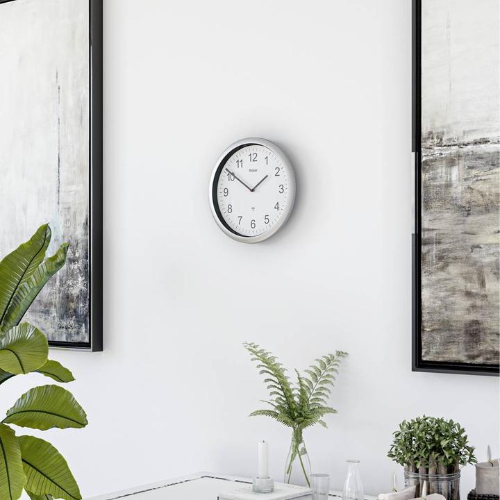 Produktbild Mebus 19809 Funkwanduhr weiss/silber (25 cm)