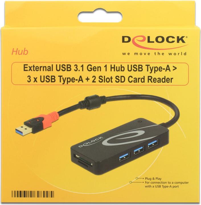 Produktbild Delock USB 3.1 Hub Gen 1 Hub USB Typ-A (USB-A, 3 Ports)