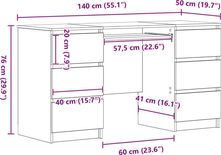 Produktbild VidaXL Schreibtische 2 Stück Schwarz Eiche 140x50x76 cm Holzwerkstoff (140 x 50 x 76 cm)