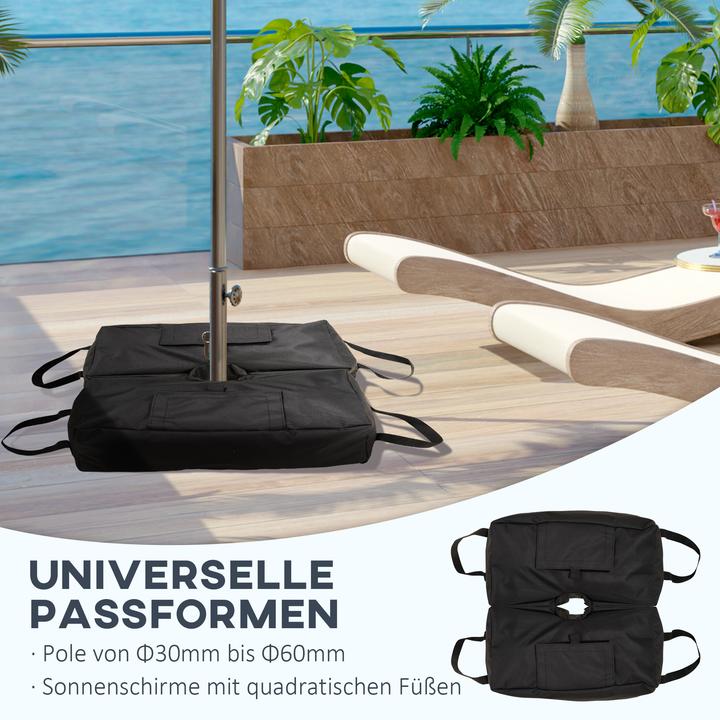 Produktbild Swisshandel24 Sonnenschirmständer Sandsack 2 x Beutel befüllbar 50 kg mit Schaufel Polyester + Kunststoff Schwarz