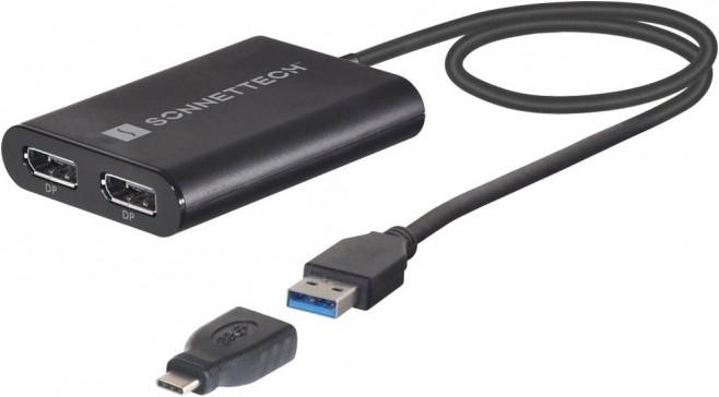 Sonnet Double adaptateur DisplayPort 4K 60Hz pour M1 Thunderbolt Macs *Nouveau (USB-A, USB-C, 30 cm)