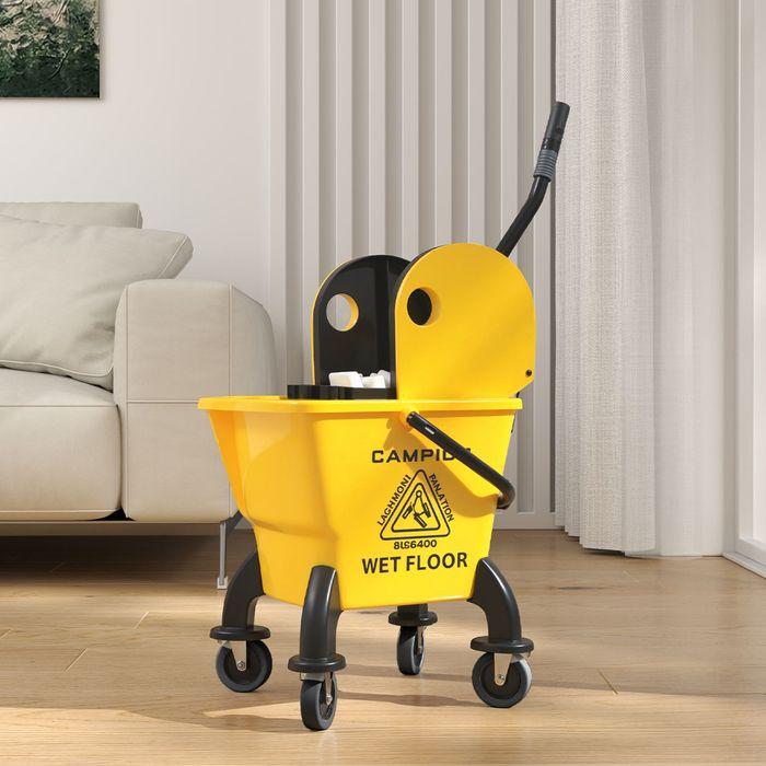 Produktbild Swisshandel24 Putzwagen Reinigungswagen 26 Liter Eimer mit Presse, Griff und Mopp Gelb (1 Stk.)