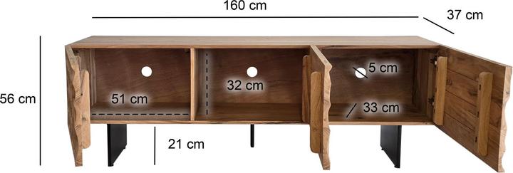 Produktbild FineBuy TV Schrank Lowboard 160 cm Holz Massiv Fernsehkommode Fernsehschrank