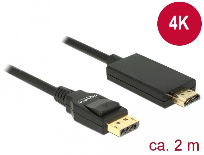 Produktbild Delock DisplayPort — HDMI (Typ A) (2 m, DisplayPort, HDMI)