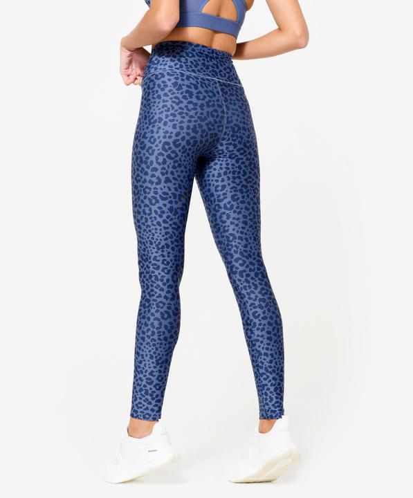 Image du produit Domyos Legging de fitness taille haute femme, imprimé léopard bleu (W26/L30)