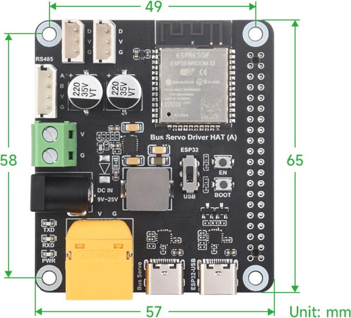 Actual product image WaveShare Serial Bus Servo Driver HAT