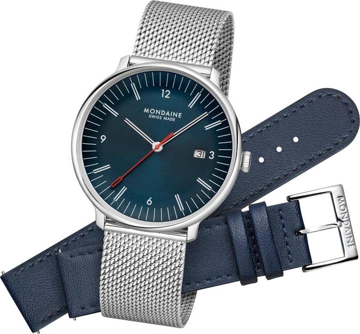 Actual product image Mondaine MLE.41240.LQV.SET Herrenuhr Doppio 41mm 5ATM (Analogue wristwatch, Swiss made, 41 mm)