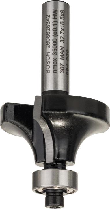 Bosch Professional Zubehör Abrundfräser, 8 mm, R1 10 mm, L 16,5 mm, G 57 mm