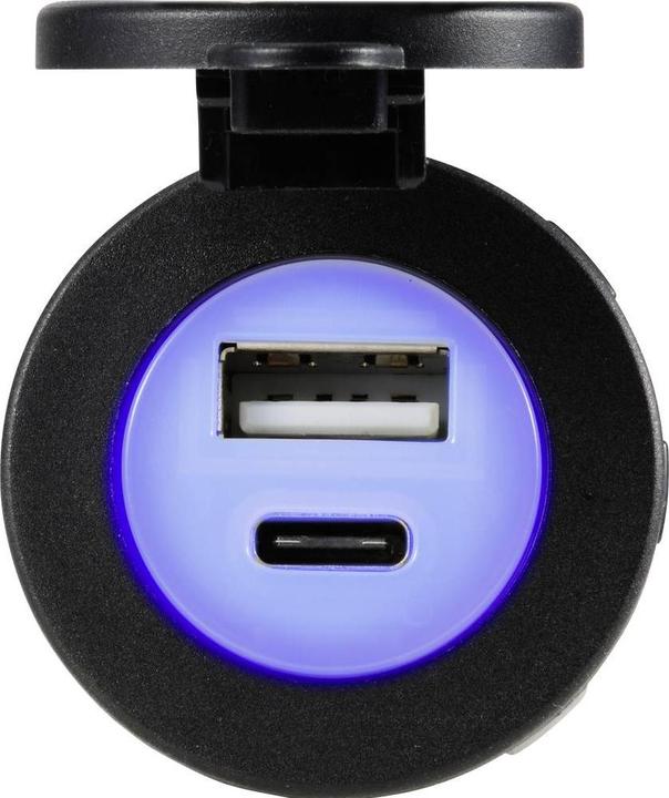 Produktbild Tru Components USB A + USB C Einbaubuchse beleuchtet LED, rund