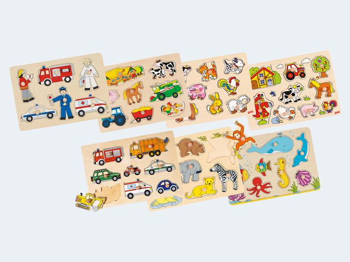 Immagine prodotto Goki Puzzle a 7 pioli 5-9 T fattoria in legno 30x20cm (7 pezzi)