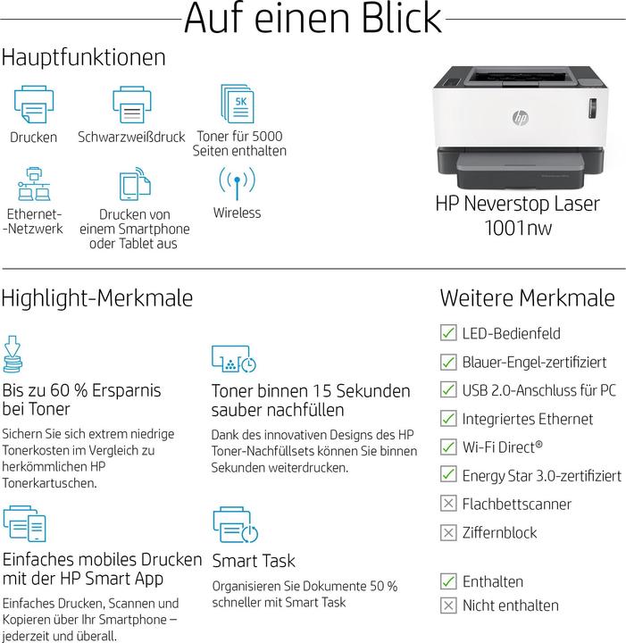 Immagine prodotto HP Neverstop Laser 1001 nw (Laser, Bianco e nero)