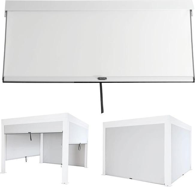 Produktbild Mendler 4er-Set Seitenwand für Pergola HWC-L46, Rollo Ersatzseitenwand, Stoff/Textil sturmfest 3x3m - weiss (300 cm, 271 cm)