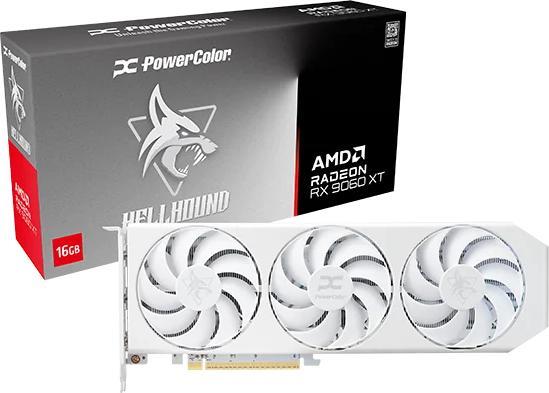 Produktbild Powercolor Radeon RX 9060 XT Hellhound Spectral White - 16GB GDDR6 RAM - Grafikkort (16 GB)