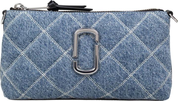 Actual product image Marc Jacobs the snapshot quilted denim clutch blue