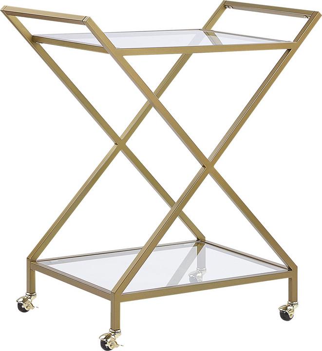 Actual product image Beliani Serving trolley metal / glass gold 2 shelves IVERA