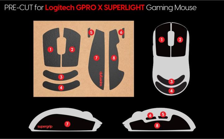 Actual product image Pulsar Gaming Gears Supergrip Grip-Tape for Logitech G Pro X Superlight 1 & 2