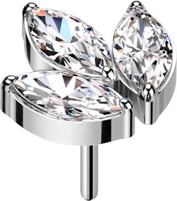 Produktbild Star Piercing Threadless silber drei Ovalen Kristalle silber (ohne Messing, Titan G23)
