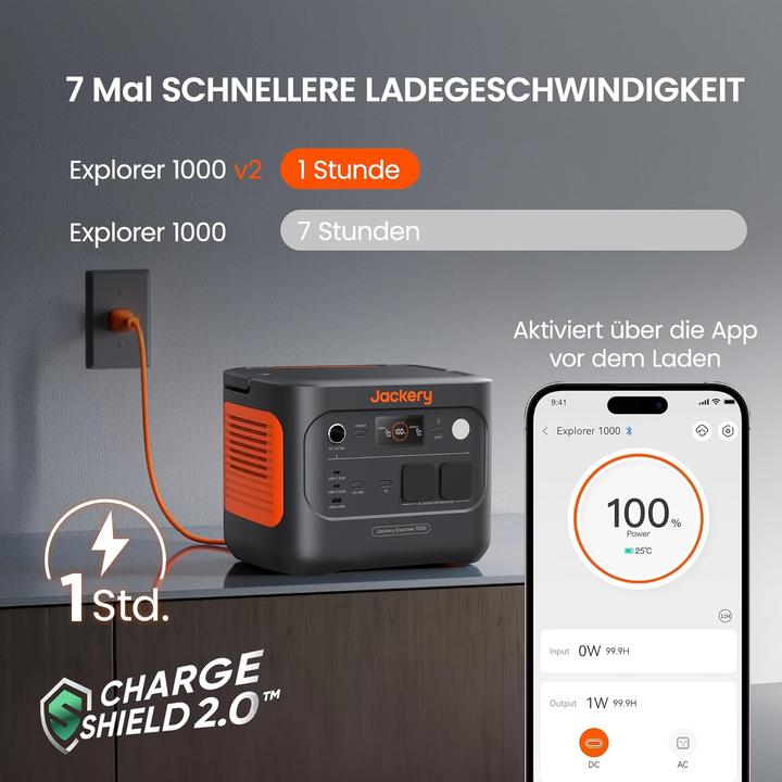 Produktbild Jackery Explorer 1000 V2 (1070 Wh, 11 kg)