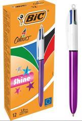 Actual product image Bic Pen Shine Silver White Pink (12 pieces) (Rose, 12 x)