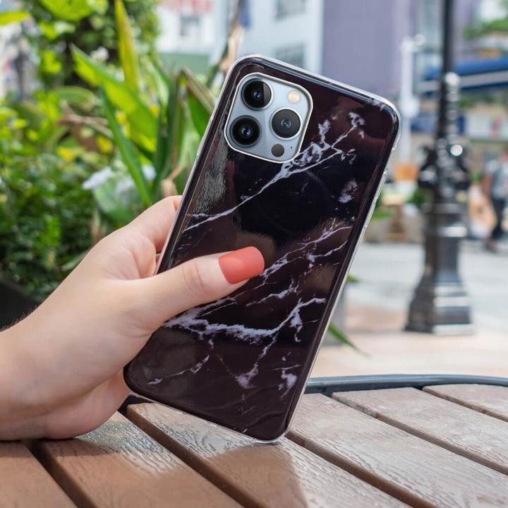Actual product image Cover-Discount iPhone 15 Pro Max - Silicone Rubber Case Black Marble (Apple iPhone 15 Pro Max)