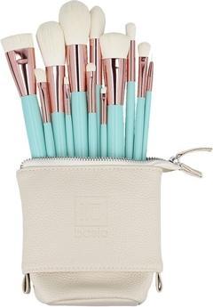 Ilu Basic Set 12 pennelli da trucco con borsa turchese (Set)