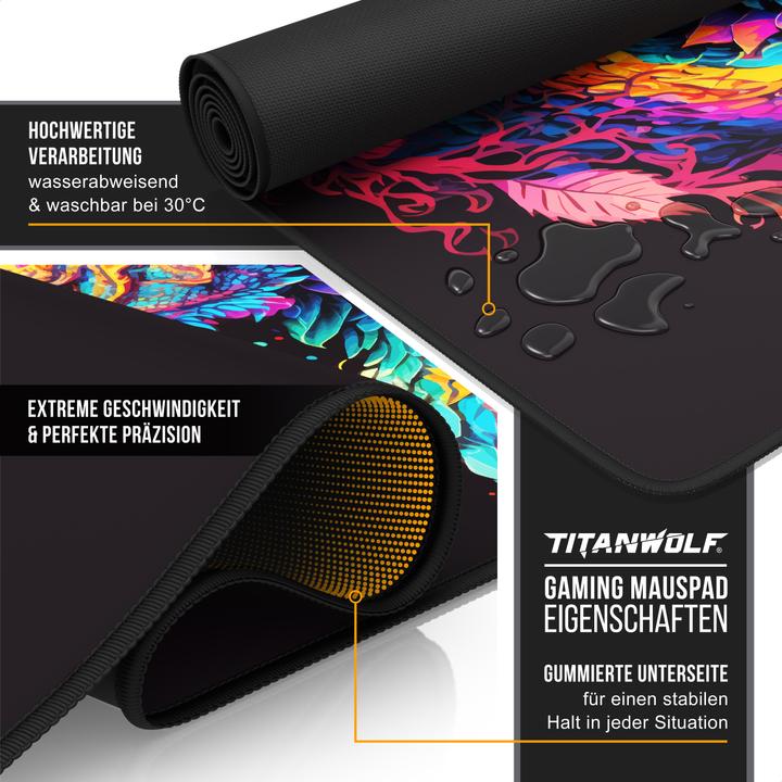 Image du produit Titanwolf Tapis de souris gaming, XXXL Tapis de souris Speed 1200 x 600 mm, vitesse et précision, Colour (XXL)