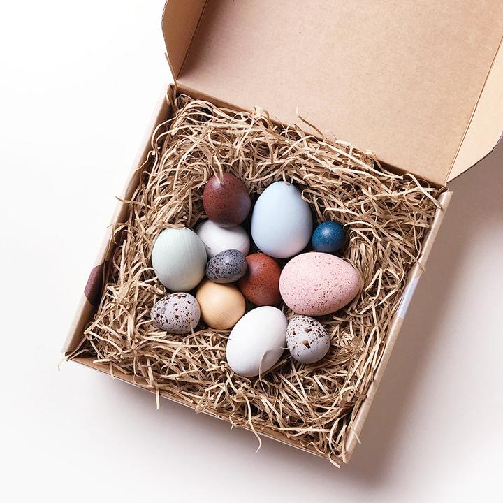 Actual product image Moon Picnic Wooden bird eggs in the box