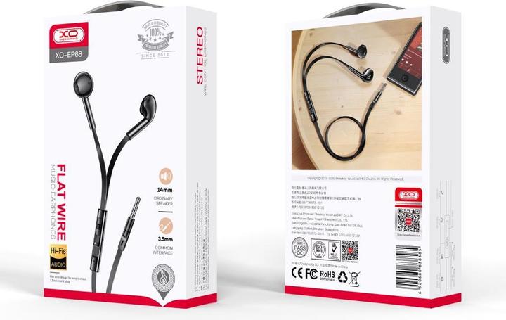 Produktbild xO Kabelgebundene Ohrhörer EP68 Klinke 3,5 mm schwarz (Kabelgebunden)
