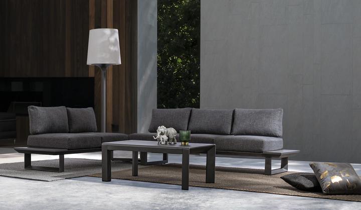 Actual product image Bizzotto Garden corner seating Konnor with cushions anthracite