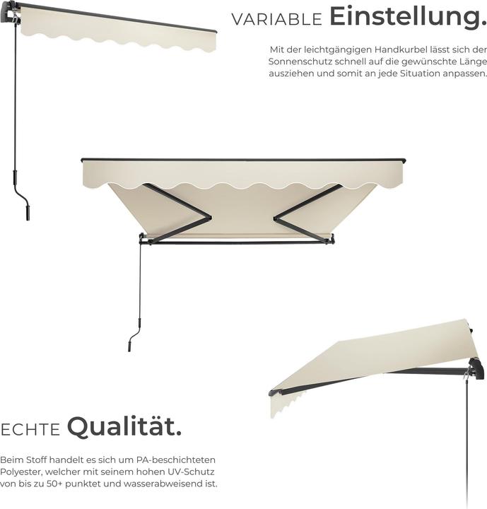 Actual product image tectake Jointed arm awning Ornella with wall bracket (2.50 m)