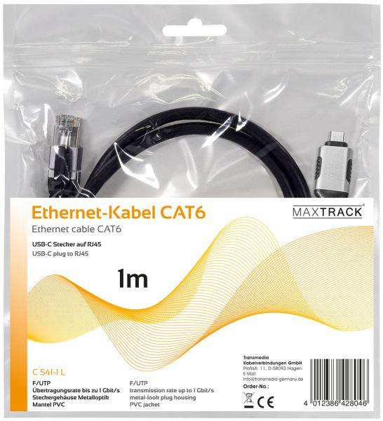 Produktbild Maxtrack Ethernet-Kabel USB-C auf RJ45, 1m (USB-C, RJ45 (1x))