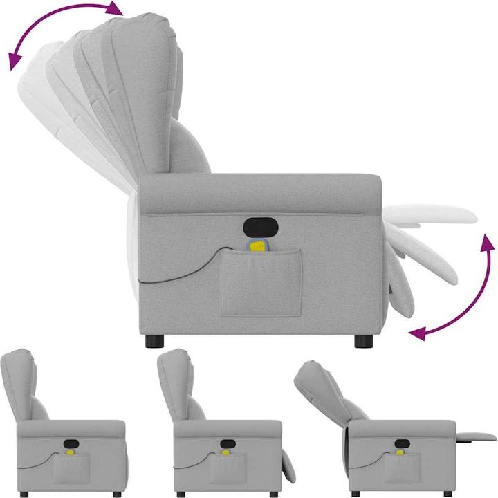 Immagine prodotto VidaXL Poltrona massaggiante in tessuto cloud grey poltrona TV massaggiante