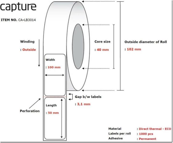 Produktbild Capture Label 100 x 50, Core 40