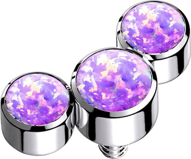 Immagine prodotto Star Piercing Dermal Anchor argento tre opali viola (Acciaio chirurgico 316L, senza ottone)
