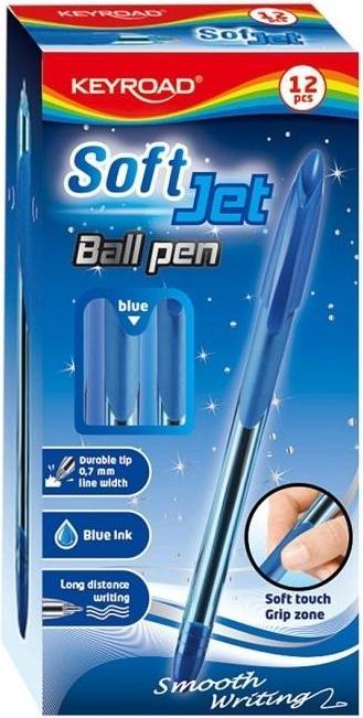 Keyroad Klassischer Kugelschreiber 0,7 mm blau (12 Stück) (Blu, 12 x)