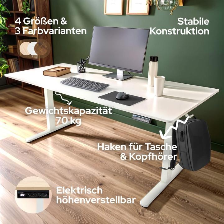 Produktbild Arebos Höhenverstellbarer Schreibtisch (160 x 80 x 72 cm)