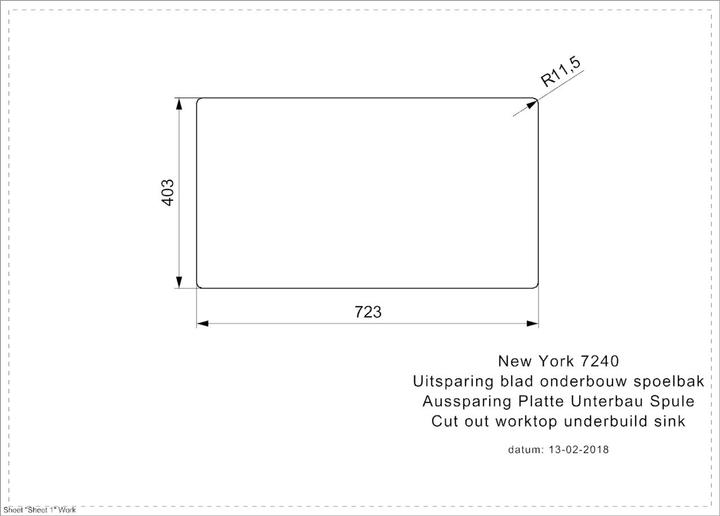 Actual product image Reginox Sink, Stainless Steel Kitchen Sink New York OKG 72x40 cm R31377 (44 cm, 76 cm)