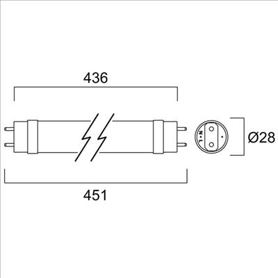 Actual product image LED tube 28x450mm 6.3W 3000K 950lm (G13, 6.30 W, 950 lm, 1 x, D)