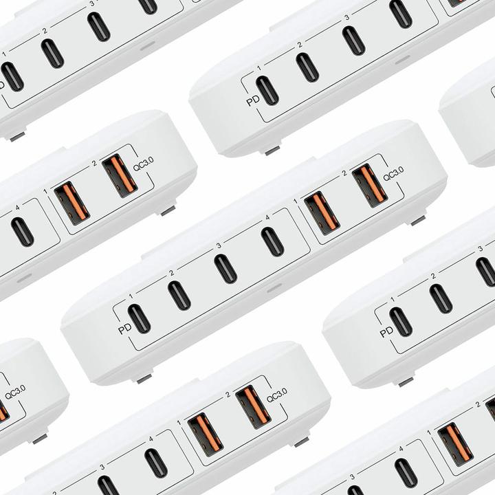 Produktbild 3MK Hyper Charger PowerMax 100W 4xUSB-C + 2xUSB-A stacja ładująca z ład. indukcyjną QC+PD (100 W)