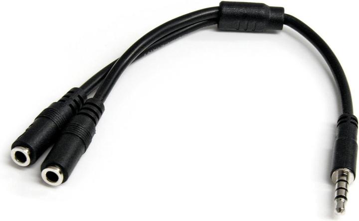 Produktbild StarTech 3,5mm Klinke Audio Y-Kabel - 4 pol. auf 3 pol. Headset Splitter (0.20 m)