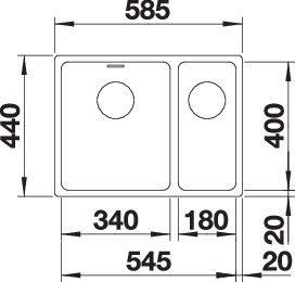 Productafbeelding Blanco Andano 340/180-U (Onderbouw gootsteen, 44 cm, 58.50 cm)