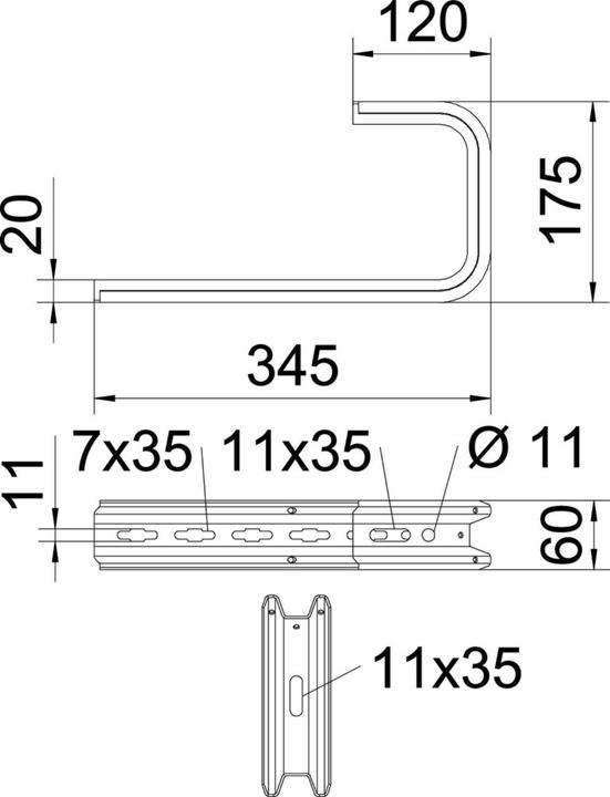 Produktbild OBO Bettermann OBO TPD 345 FT Wand/DeckenbÃ¼gel TP-Profil 345mm St FT (Diverse)