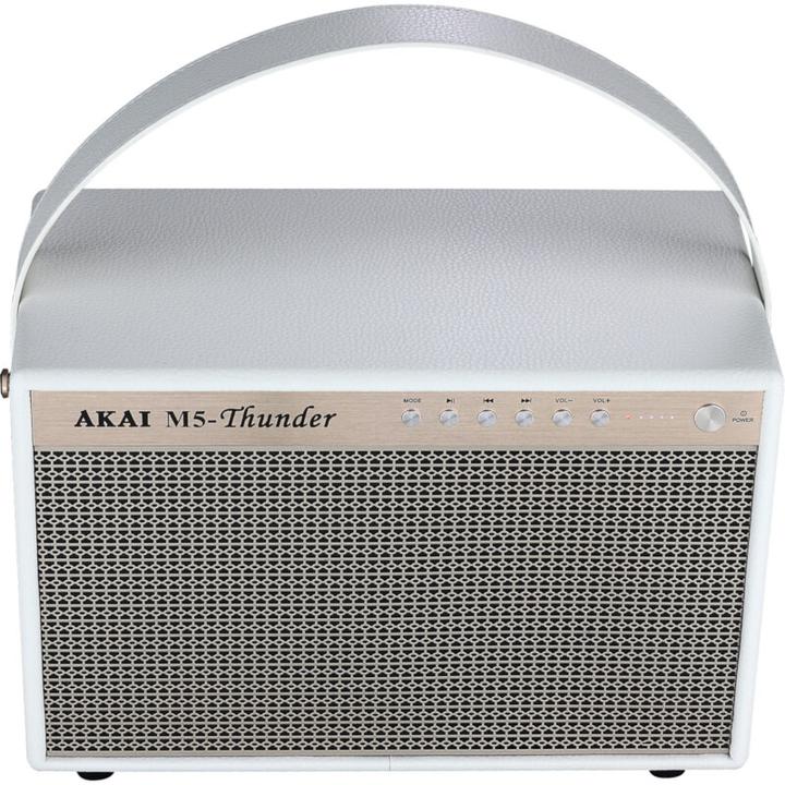 Produktbild INNE Akai M5-Thunder Weisser Tragbarer Bluetooth-Lautsprecher Im Retro-Stil (12 h, Akkubetrieb)