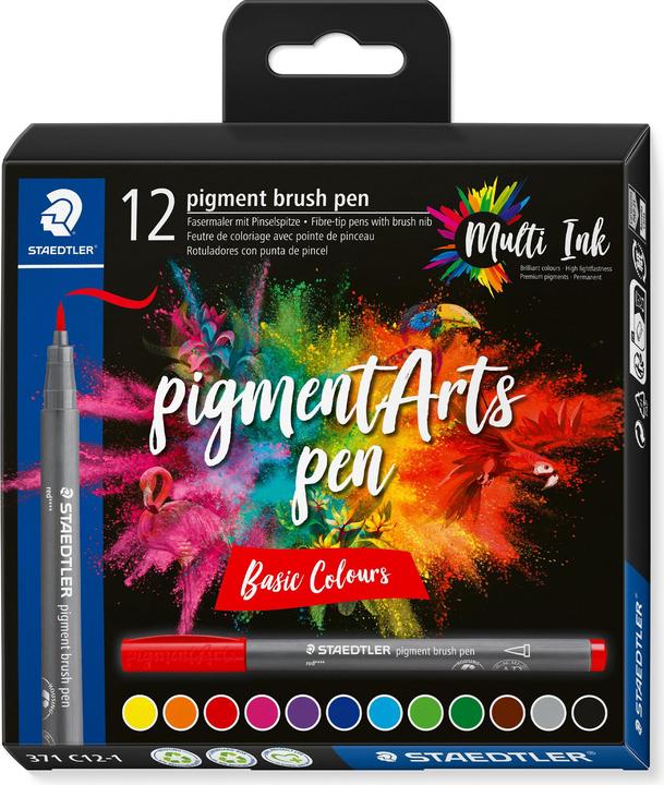 Staedtler Fibre pen with brush tip (Basic Colours, 12 x)