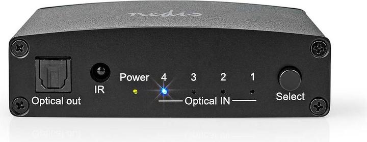 Produktbild Nedis Digital-Audio-Switch | 4-Wege | Anschlüsse – Eingang: DC Power / 4x TosLink | Anschlüsse – Aus (0.05 m)